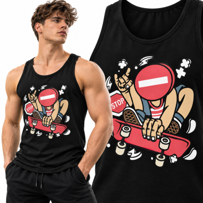 TANK TOP  ANIMOWANY STOP SIGN SKATER